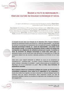 Réussir le pacte de responsabilité : pour une culture du dialogue économique et social