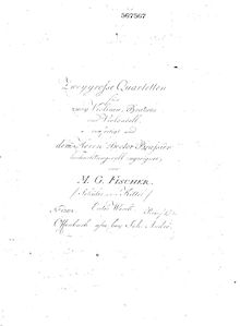 Partition violon 2, Zwey grosse Quartetten für zwey Violinen, Bratsche und Violoncell, erstes Werk