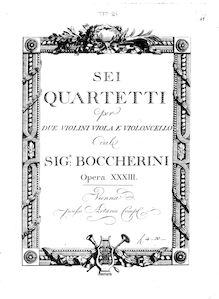 Partition viole de gambe, 6 corde quatuors, G.201-206 (Op.32), C Major