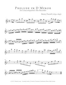 Partition complète, Prelude, G minor, Purcell, Henry par Henry Purcell