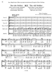 Partition No.1 - Der Alte Soldat, 3 Männerchöre, Op.12, Cornelius, Peter