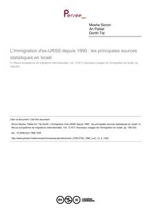 L immigration d ex-URSS depuis 1990 : les principales sources statistiques en Israël - article ; n°3 ; vol.12, pg 195-203