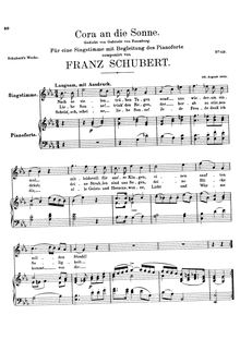 Partition complète, Cora an die Sonne, D.263, Chorale to the Sun par Franz Schubert