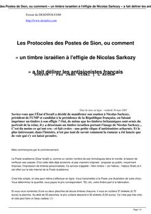 Les Protocoles des Postes de Sion, ou comment « un timbre israélien à  l effigie de Nicolas Sarkozy