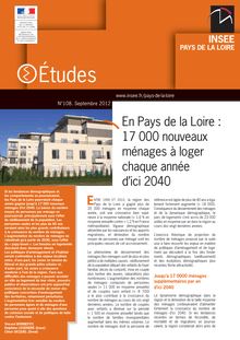 En Pays de la Loire : 17 000 nouveaux ménages à loger chaque année d ici 2040