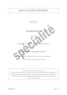 Sujet du bac serie ES 2012: Mathématiques épreuve de spécialité-antilles-guyane