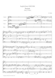 Partition complète, anglais  No.1, BWV 806, A major, Bach, Johann Sebastian