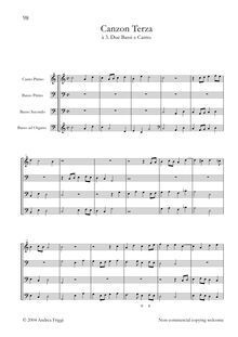 Partition complète, Canzon Terza à , Due Bassi e Canto, Frescobaldi, Girolamo