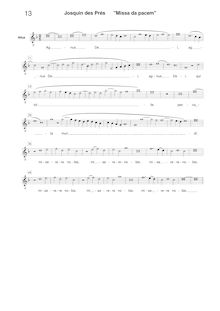 Partition Alto [G2 clef], Missa Da pacem, Josquin Desprez par Josquin Desprez