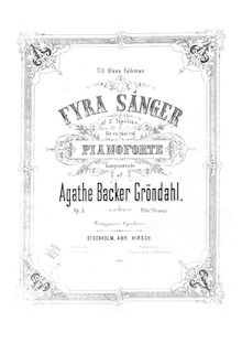 Partition complète, 4 chansons, Backer-Grøndahl, Agathe par Agathe Backer-Grøndahl