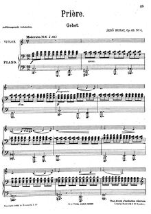 Partition de piano et partition de violon, 10 Morceaux, Op.49