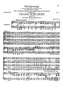 Partition complète, Bootgesang, D.835 (Op.52 No.3), Boat Song, Schubert, Franz