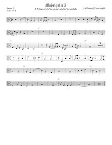 Partition ténor viole de gambe 2, alto clef, Primo Libro di Madrigali par Alfonso Fontanelli
