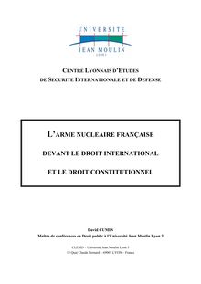 L arme nucléaire française devant le droit international - L ARME ...