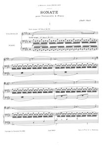 Partition de piano, Sonate pour Violoncelle et piano, Cras, Jean