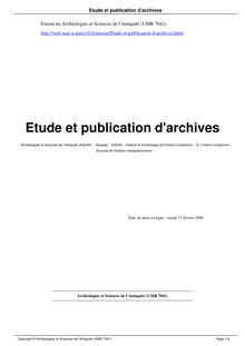 Etude et publication d archives