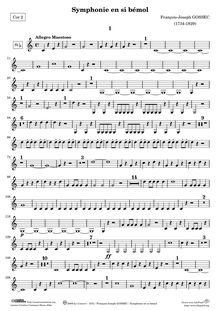 Partition cor 2 (B♭, E♭), Symphonie No.1, B♭ major, Gossec, François Joseph