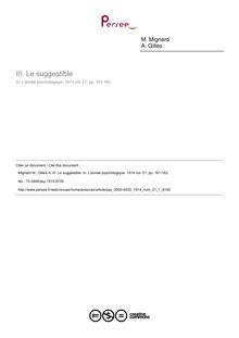 Le suggestible - article ; n°1 ; vol.21, pg 161-162