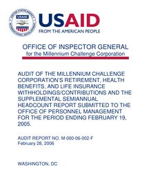 Audit of the Millennium Challenge Corporation s Retirement, Health  Benefits, and Life Insurance Withholdings