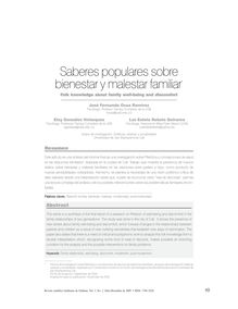 Saberes populares sobre bienestar y malestar familiar*Folk knowledge about family well-being and discomfort