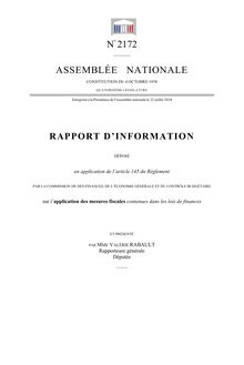Application des mesures fiscales - Rapport de Valérie Rabault