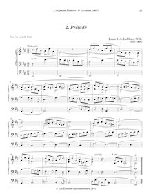 Partition , Prélude à deux Chœurs, L Organiste Moderne, Lefébure-Wély, Louis James Alfred