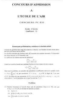 Composition de Mathématiques 1999 Classe Prepa PC Ecole de l Air