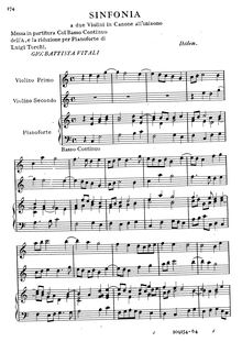 Partition complète, Sinfonia a 2 Violini, Vitali, Giovanni Battista