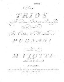 Partition violoncelle, 6 corde Trios, WIII 1-6 (Op.2), Six trios à deux violons et basse; Six Trios concertans