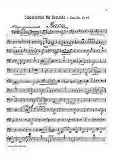 Partition Basses, Konzertstück G-moll für Bratsche (viole de gambe) mit Begleitung des Orchesters oder Pianoforte, Op.46