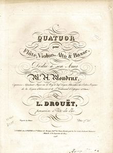 Partition flûte, quatuor pour flûte et cordes, C major, Drouet, Louis François Philippe