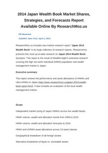 2014 Japan Wealth Book Market Shares, Strategies, and Forecasts Report Available Online By ResearchMoz.us