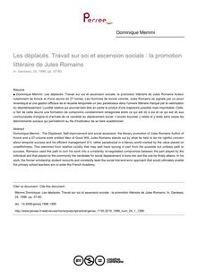 Les déplacés. Travail sur soi et ascension sociale : la promotion littéraire de Jules Romains - article ; n°1 ; vol.24, pg 57-80