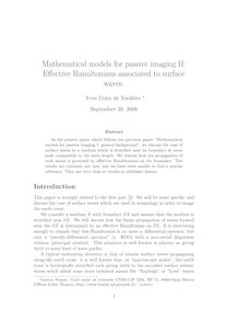 Mathematical models for passive imaging II: Effective Hamiltonians associated to surface