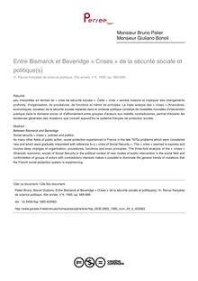 Entre Bismarck et Beveridge « Crises » de la sécunté sociale et politique(s) - article ; n°4 ; vol.45, pg 668-699