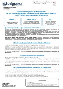 Studyrama organise deux salons d orientation à Montpellier, le 18 mars 2017