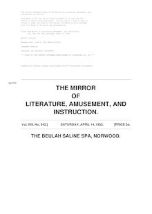 The Mirror of Literature, Amusement, and Instruction - Volume 19, No. 542, April 14, 1832