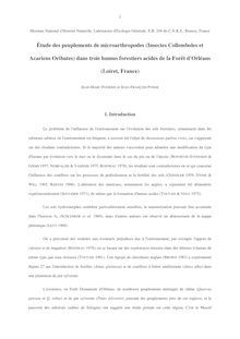Étude des peuplements de microarthropodes (Insectes Collemboles et Acariens Oribates) dans trois humus forestiers acides de la Forêt d'Orléans (Loiret, France)