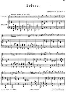 Partition violon et partition de piano, partition de violon, 5 Morceaux caracteristiques, Op.51 par Jenö Hubay