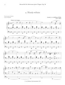 Partition , Marche militaire (Fa majeur), Recueil de Six Morceaux pour l’Orgue, Op.38