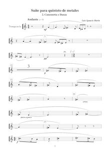 Partition cor (F),  para quinteto de metales, Marín García, Luis Ignacio