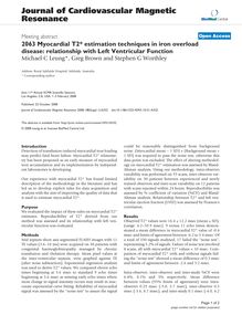 2063 Myocardial T2* estimation techniques in iron overload disease: relationship with Left Ventricular Function