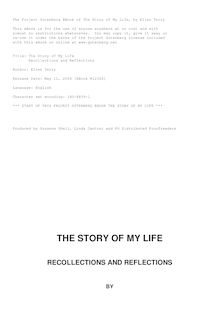 The Story of My Life - Recollections and Reflections