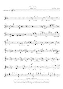 Partition clarinette 1 , partie, Psaume 150, Psalm 150, Franck, César