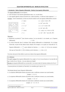 Cours sur les equations differentielles - Bacamaths