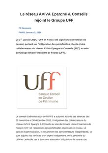 Le réseau AVIVA Epargne & Conseils rejoint le Groupe UFF