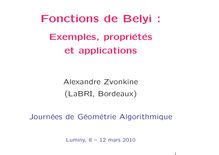 Fonctions de Belyi Exemples proprietes