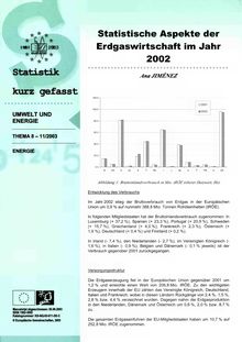 Statistische Aspekte der Erdgaswirtschaft im Jahr 2002