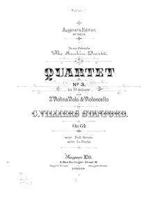 Partition violoncelle, corde quatuor No.3, D Minor, Stanford, Charles Villiers