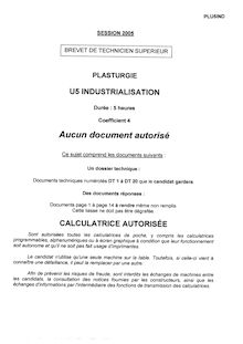 Industrialisation 2005 BTS Plasturgie